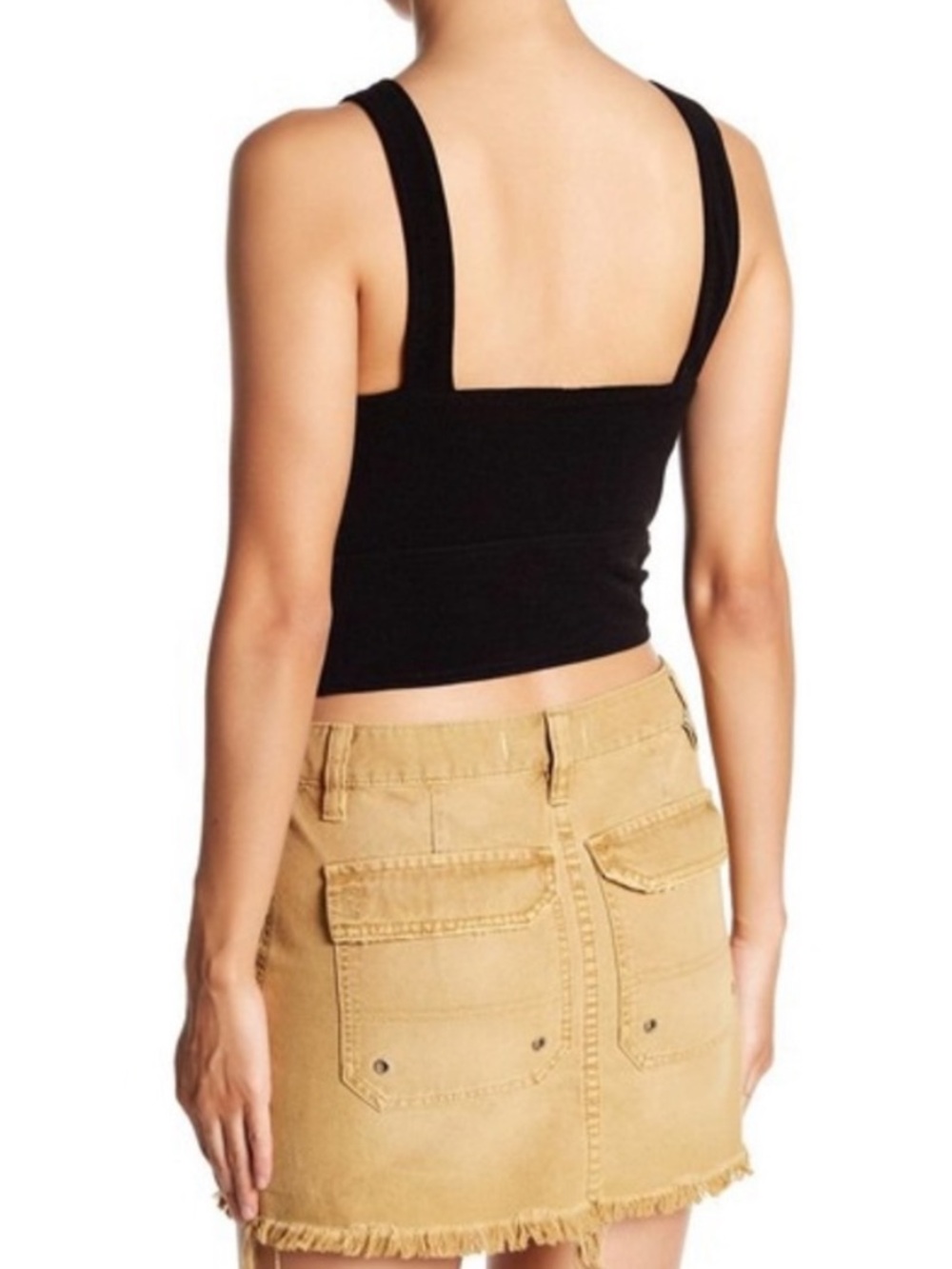 Free People Paisley Pop Tank XS black crop top with a tie side. - Picture 5 of 15